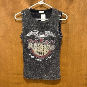 393. Occasion Rock Graphic Sleeveless Tank Top - Black -